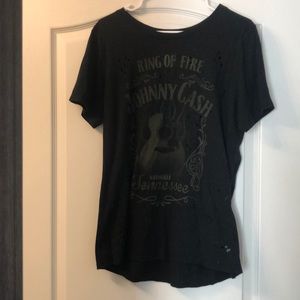 WINDSOR Black distressed Johnny cash t shirt